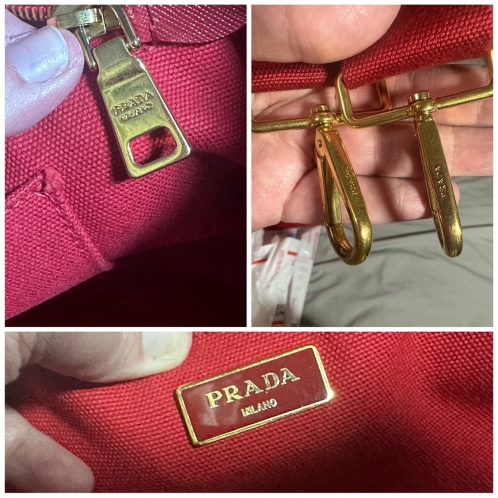 100% Auth. Prada Canapa Red Studded Bijoux Bag - Picture 14 of 14